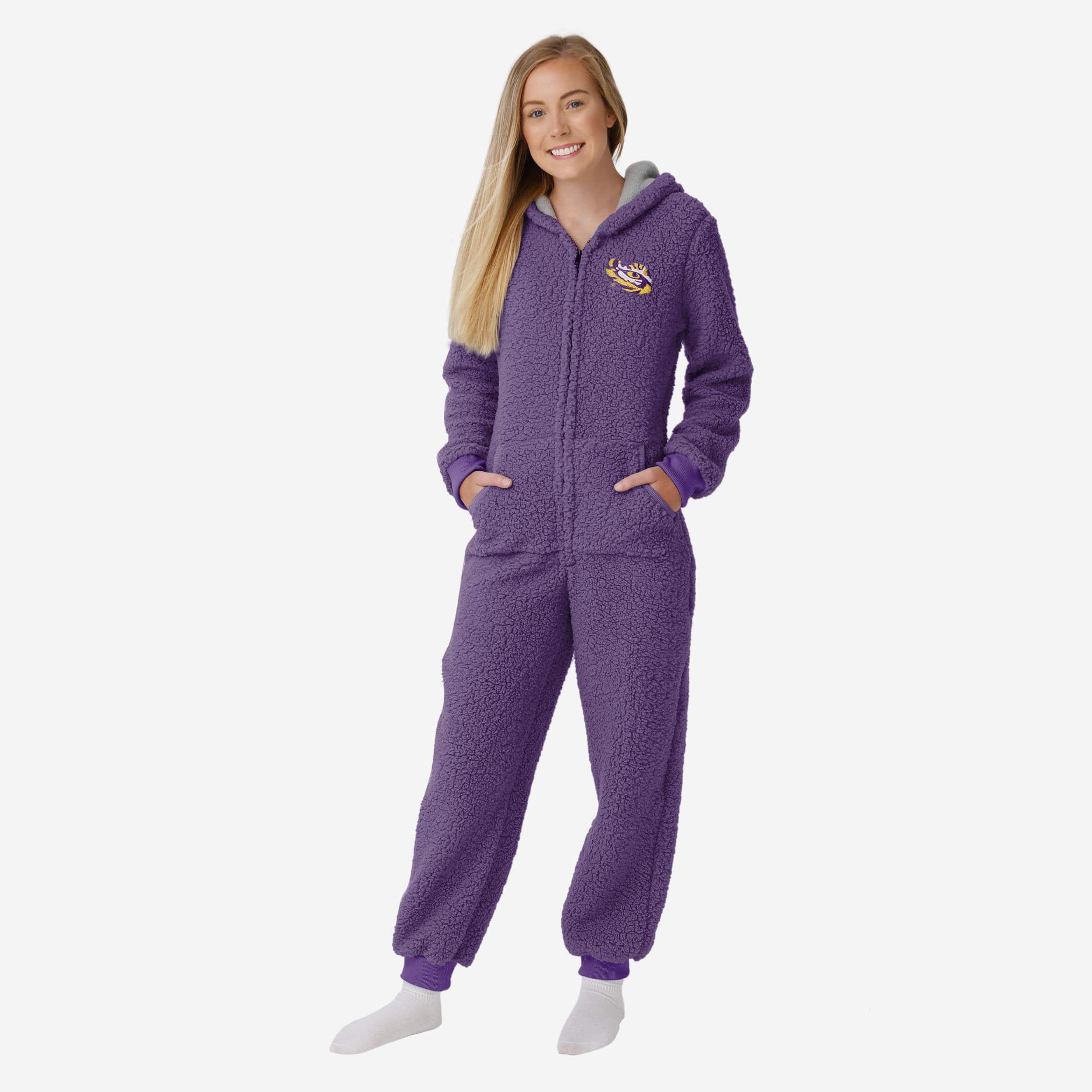 LSU Tigers Womens Sherpa One Piece Pajamas - Main Image