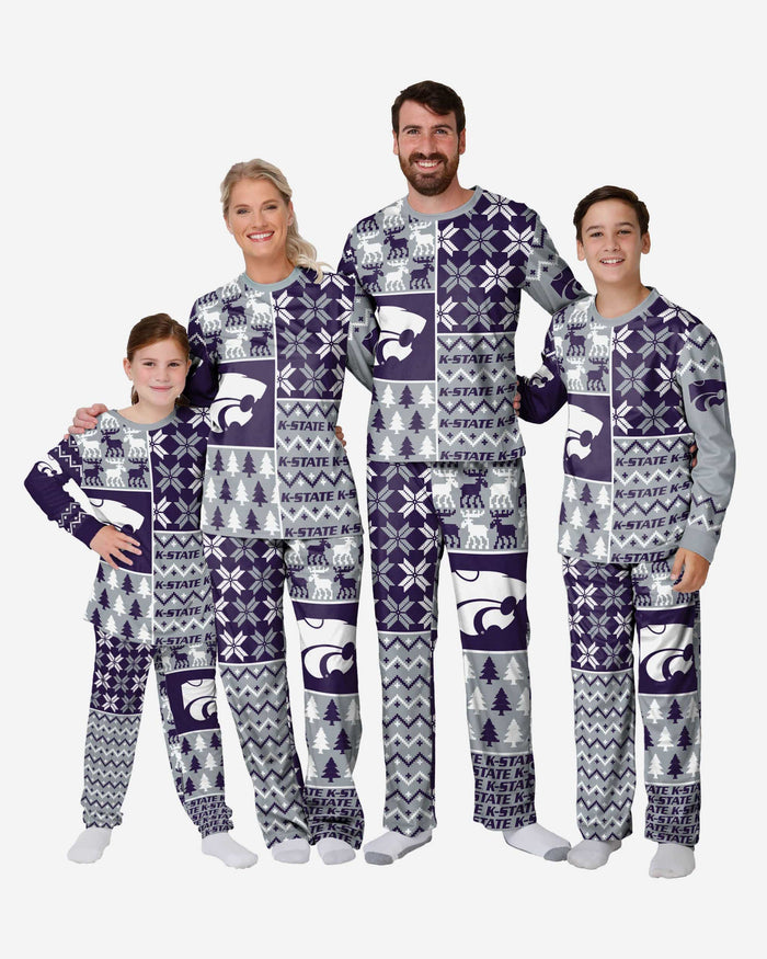 Kansas State Wildcats Mens Busy Block Family Holiday Pajamas FOCO - FOCO.com