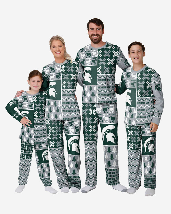 Michigan State Spartans Youth Busy Block Family Holiday Pajamas FOCO - FOCO.com