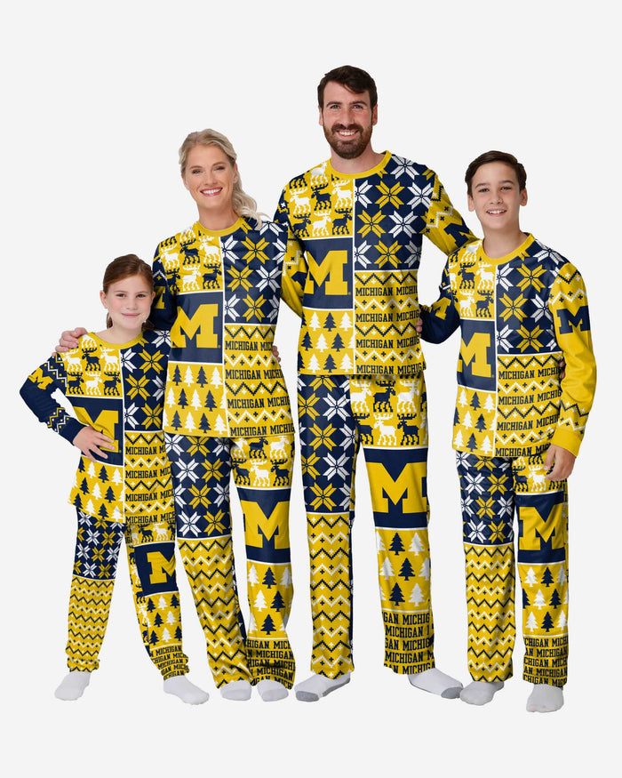 Michigan Wolverines Mens Busy Block Family Holiday Pajamas FOCO - FOCO.com