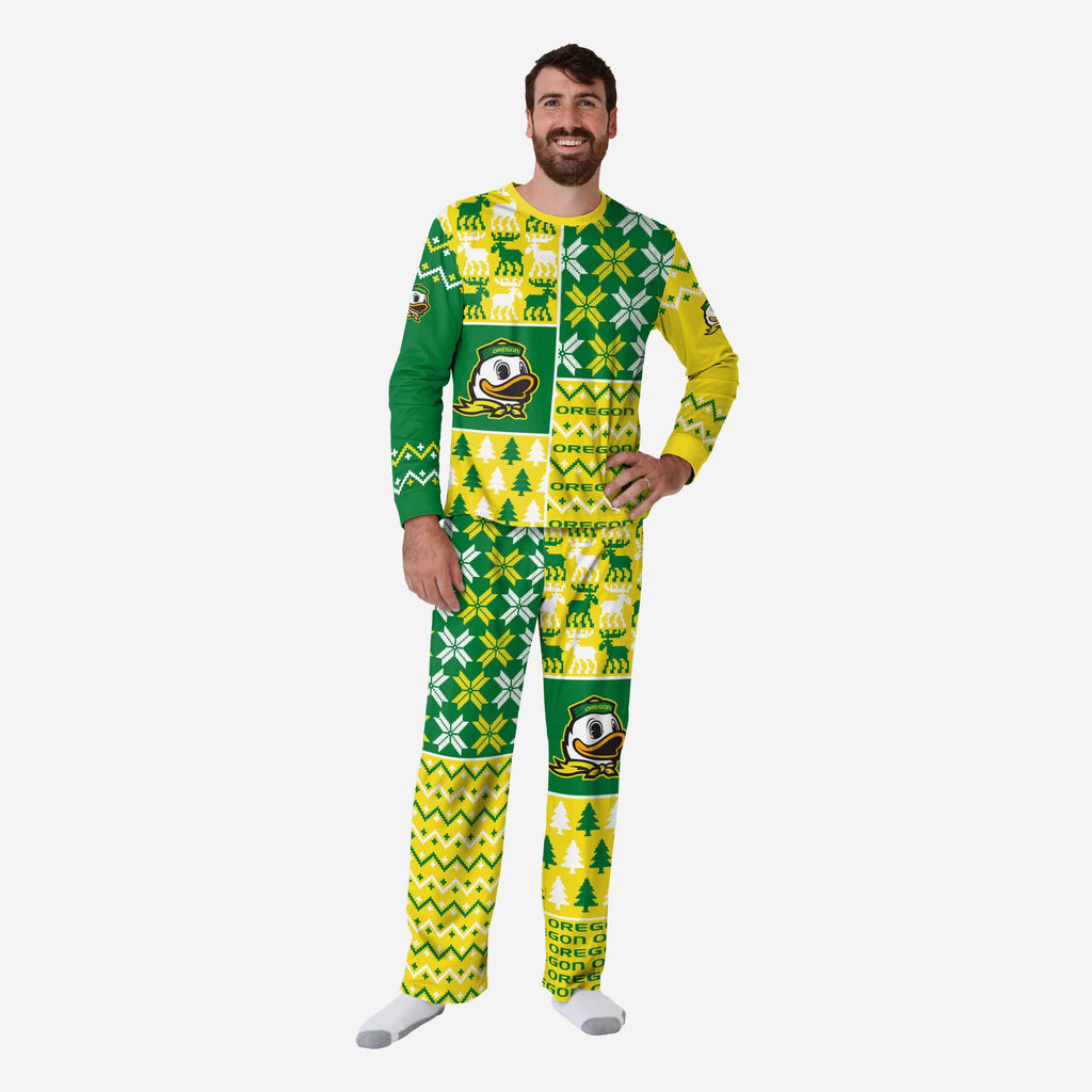 Oregon Ducks Mens Busy Block Family Holiday Pajamas FOCO S - FOCO.com