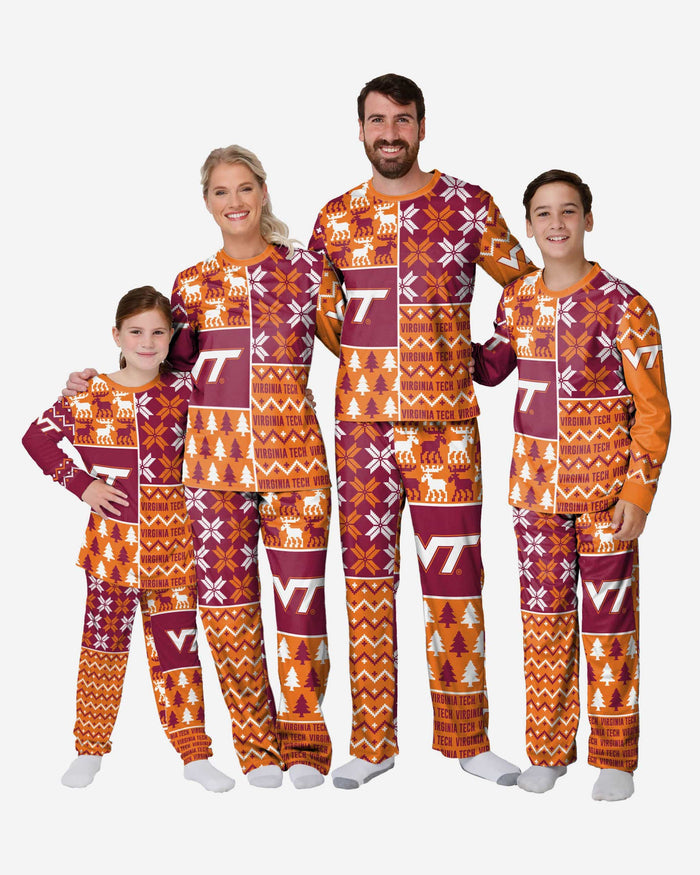 Virginia Tech Hokies Mens Busy Block Family Holiday Pajamas FOCO - FOCO.com
