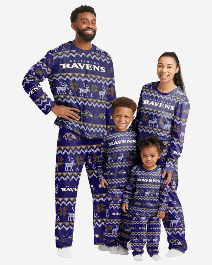 Baltimore Ravens Mens Ugly Pattern Family Holiday Pajamas FOCO - FOCO.com