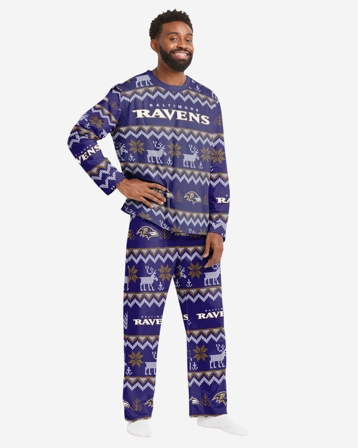 Baltimore Ravens Mens Ugly Pattern Family Holiday Pajamas FOCO S - FOCO.com
