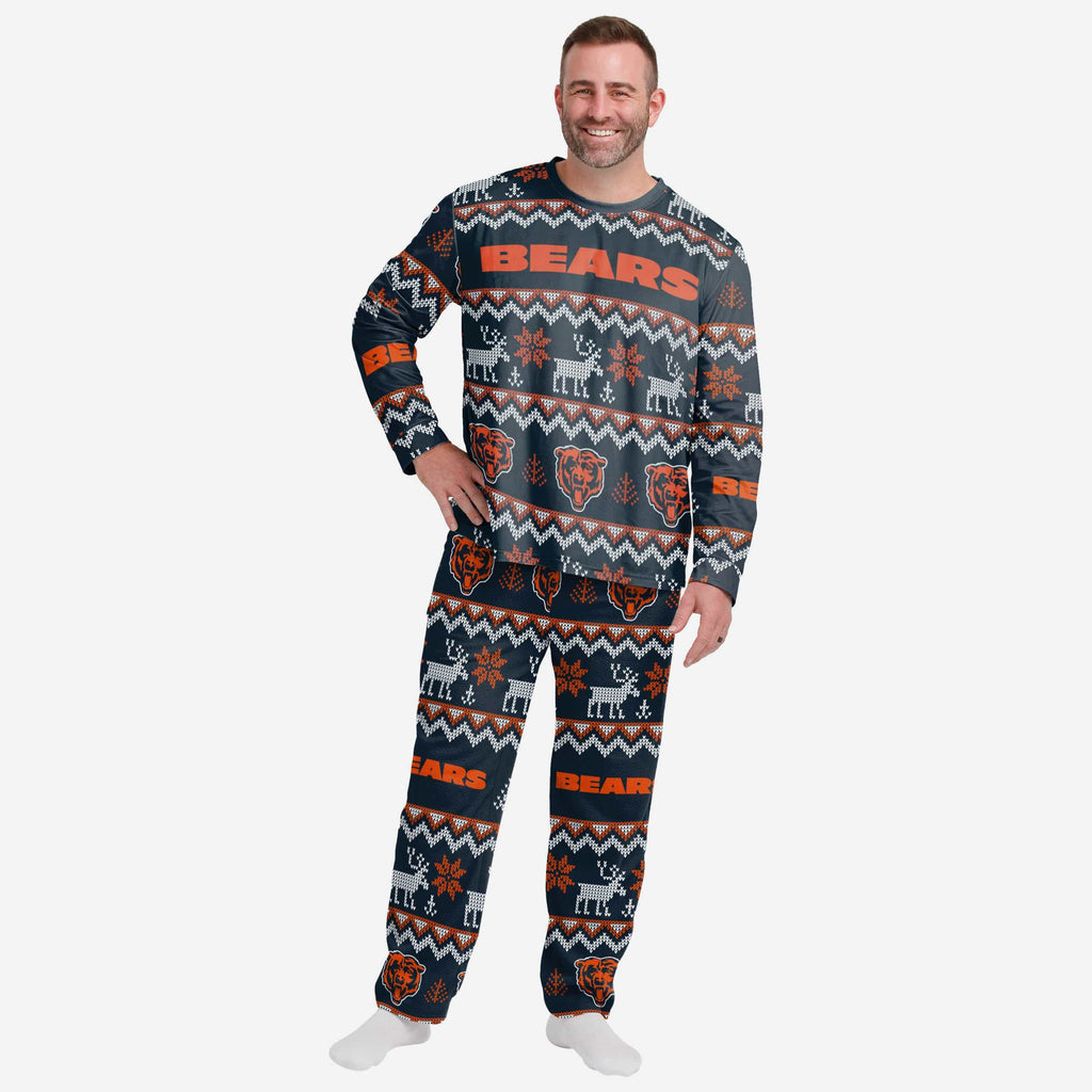 Chicago Bears Mens Ugly Pattern Family Holiday Pajamas FOCO S - FOCO.com