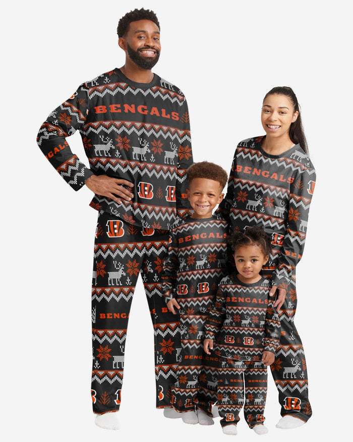Cincinnati Bengals Mens Ugly Pattern Family Holiday Pajamas FOCO - FOCO.com