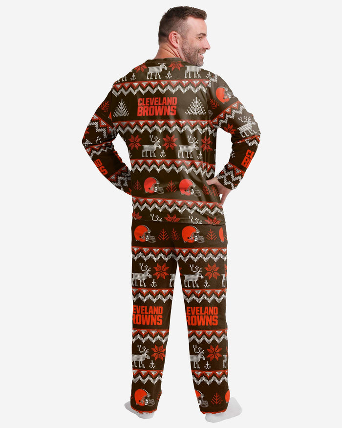 Cleveland Browns Mens Ugly Pattern Family Holiday Pajamas FOCO - FOCO.com