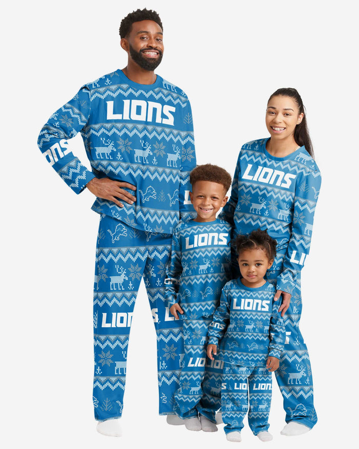 Detroit Lions Mens Ugly Pattern Family Holiday Pajamas FOCO - FOCO.com