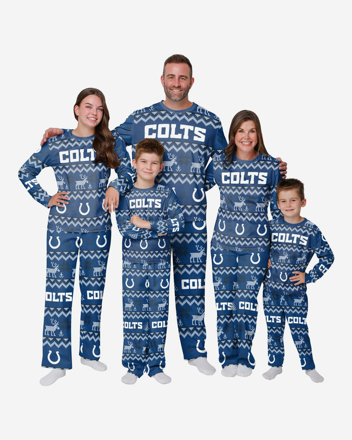 Indianapolis Colts Mens Ugly Pattern Family Holiday Pajamas FOCO - FOCO.com