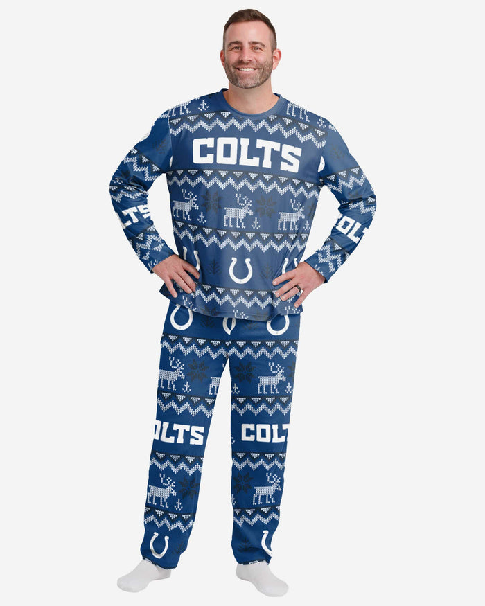 Indianapolis Colts Mens Ugly Pattern Family Holiday Pajamas FOCO S - FOCO.com