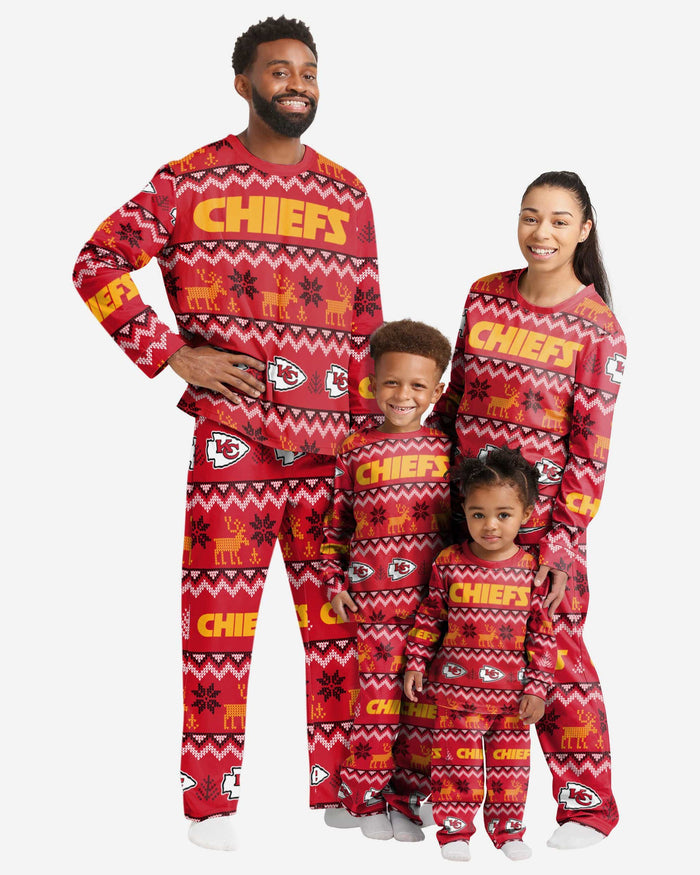 Kansas City Chiefs Mens Ugly Pattern Family Holiday Pajamas FOCO - FOCO.com