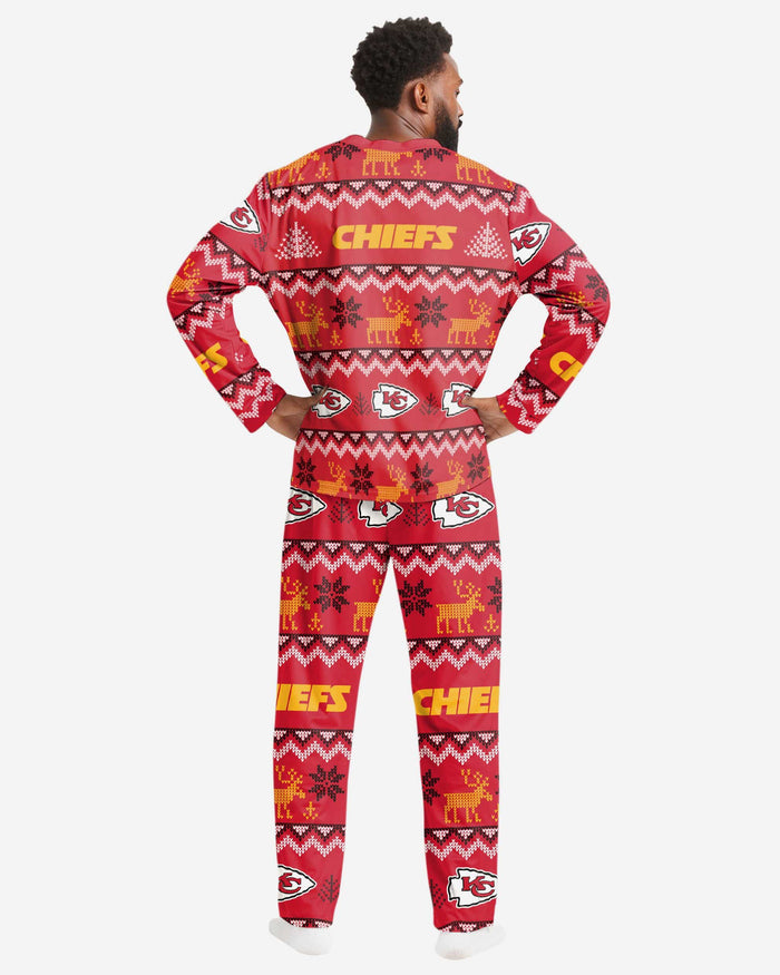 Kansas City Chiefs Mens Ugly Pattern Family Holiday Pajamas FOCO - FOCO.com