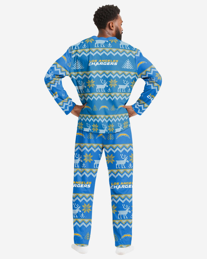 Los Angeles Chargers Mens Ugly Pattern Family Holiday Pajamas FOCO - FOCO.com