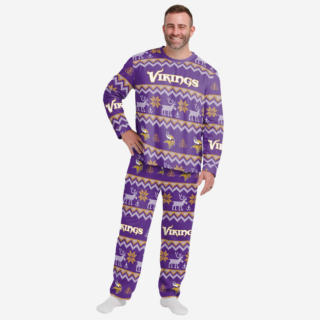 Minnesota Vikings Mens Ugly Pattern Family Holiday Pajamas FOCO S - FOCO.com