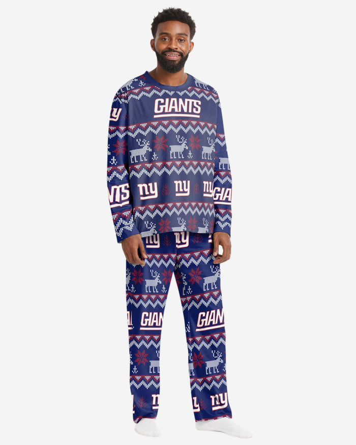 New York Giants Mens Ugly Pattern Family Holiday Pajamas FOCO S - FOCO.com