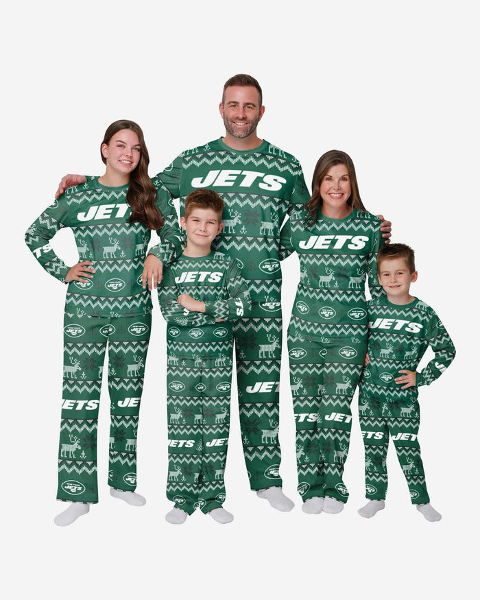 New York Jets Mens Ugly Pattern Family Holiday Pajamas FOCO - FOCO.com