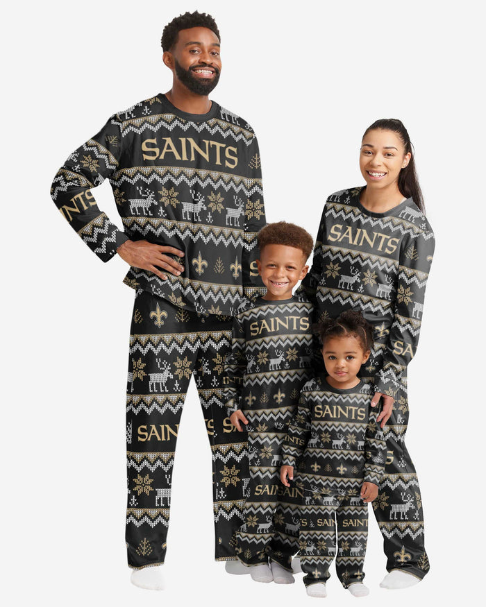New Orleans Saints Mens Ugly Pattern Family Holiday Pajamas FOCO - FOCO.com