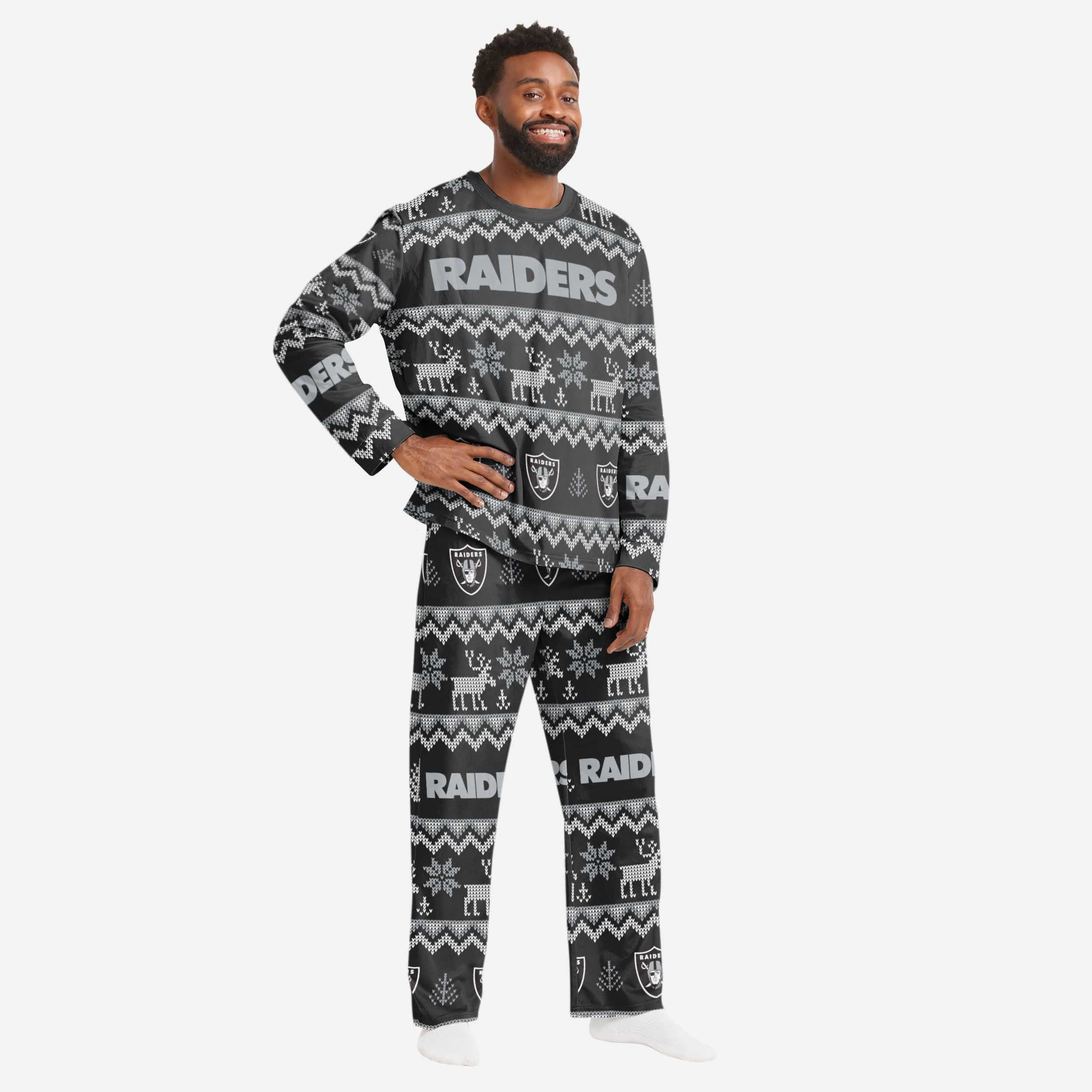 Mens Pajamas Raiders Christmas Pajamas Las Vegas Raiders Mens Ugly