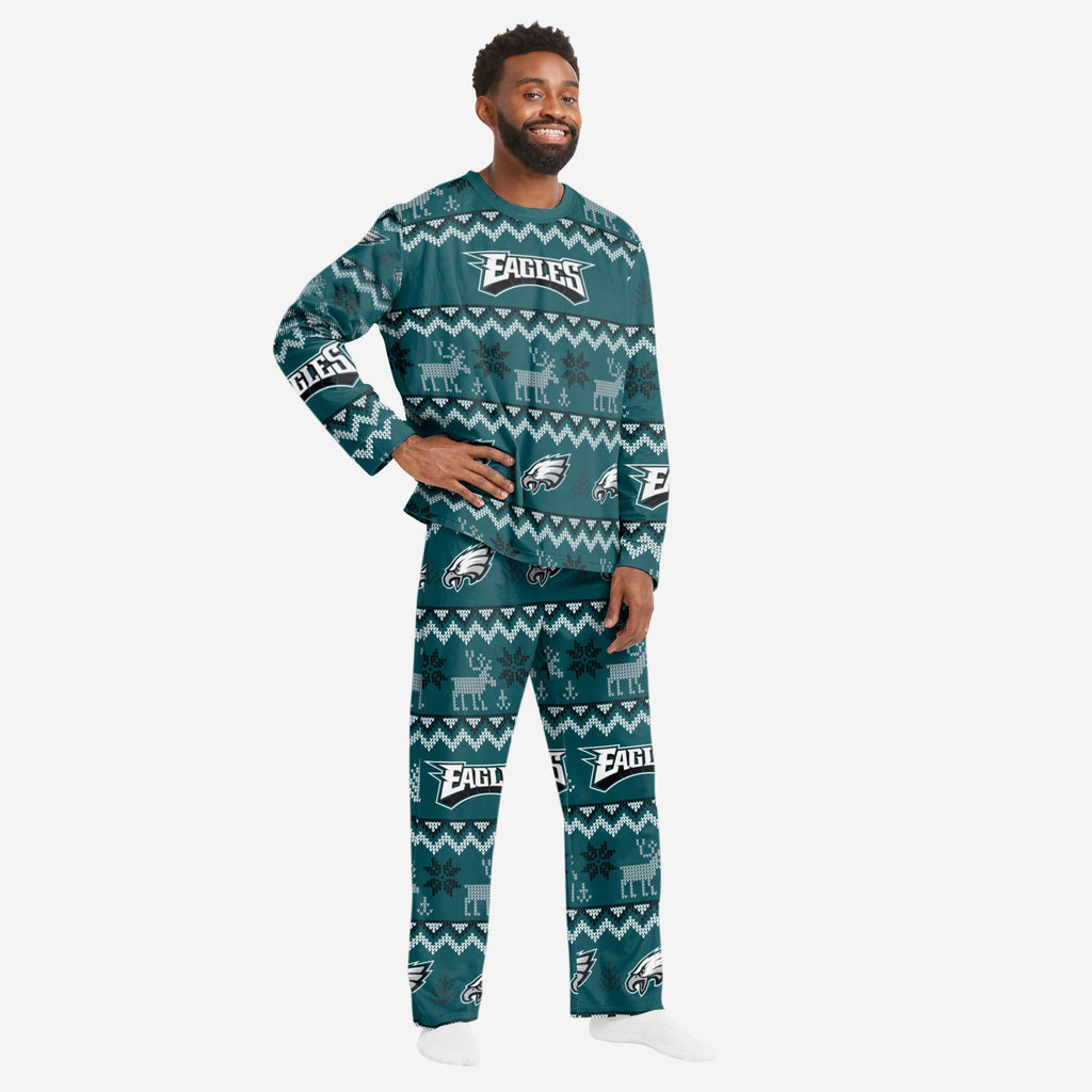 Philadelphia Eagles Mens Ugly Pattern Family Holiday Pajamas FOCO S - FOCO.com