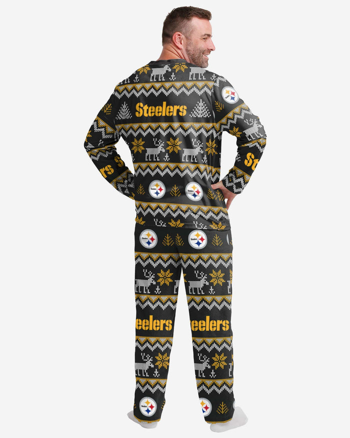 Pittsburgh Steelers Mens Ugly Pattern Family Holiday Pajamas FOCO - FOCO.com