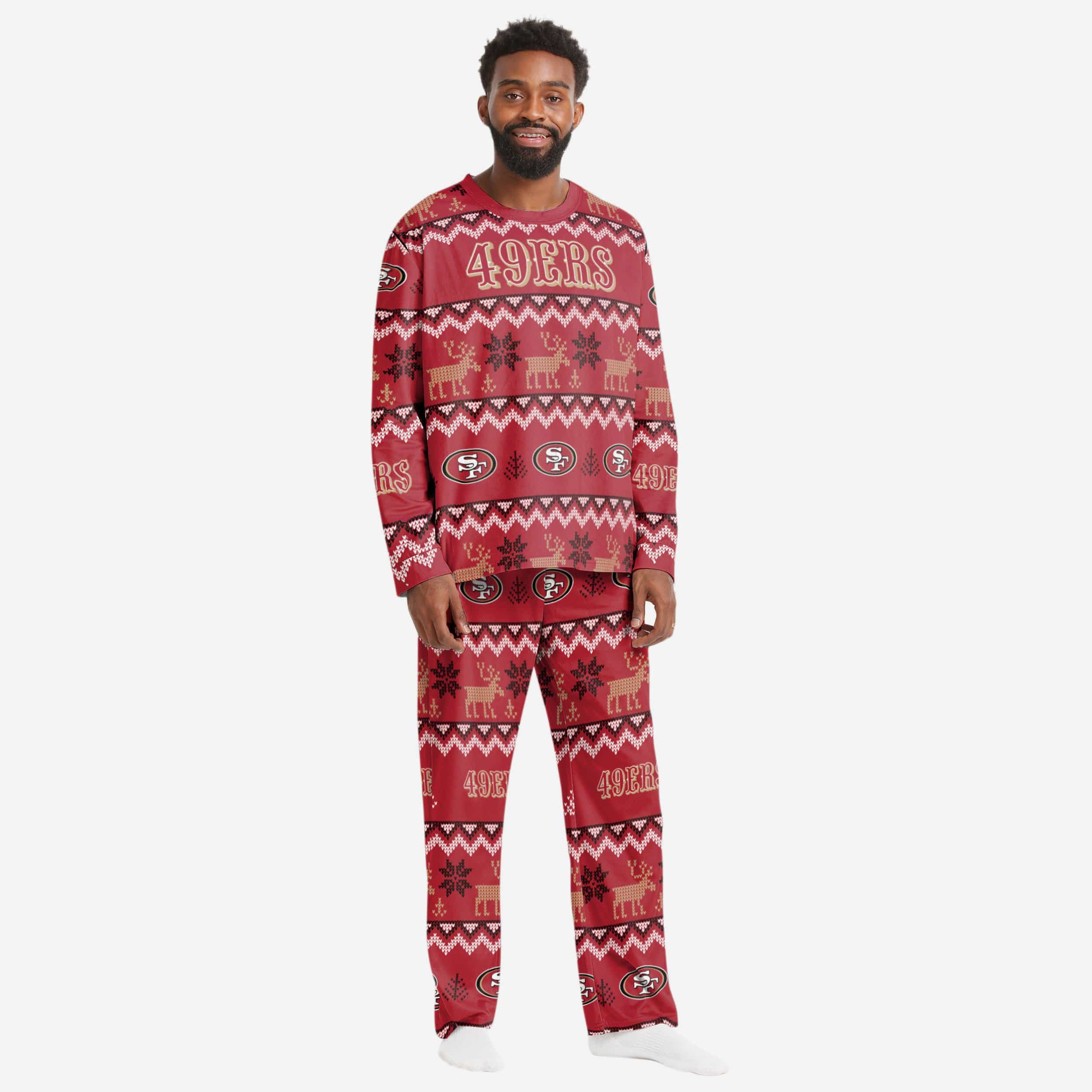 San Francisco 49ers Mens Ugly Pattern Family Holiday Pajamas FOCO