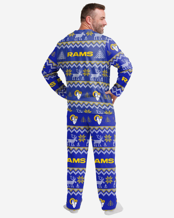 Los Angeles Rams Mens Ugly Pattern Family Holiday Pajamas FOCO - FOCO.com