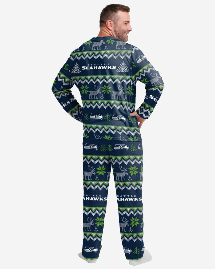 Seattle Seahawks Mens Ugly Pattern Family Holiday Pajamas FOCO - FOCO.com