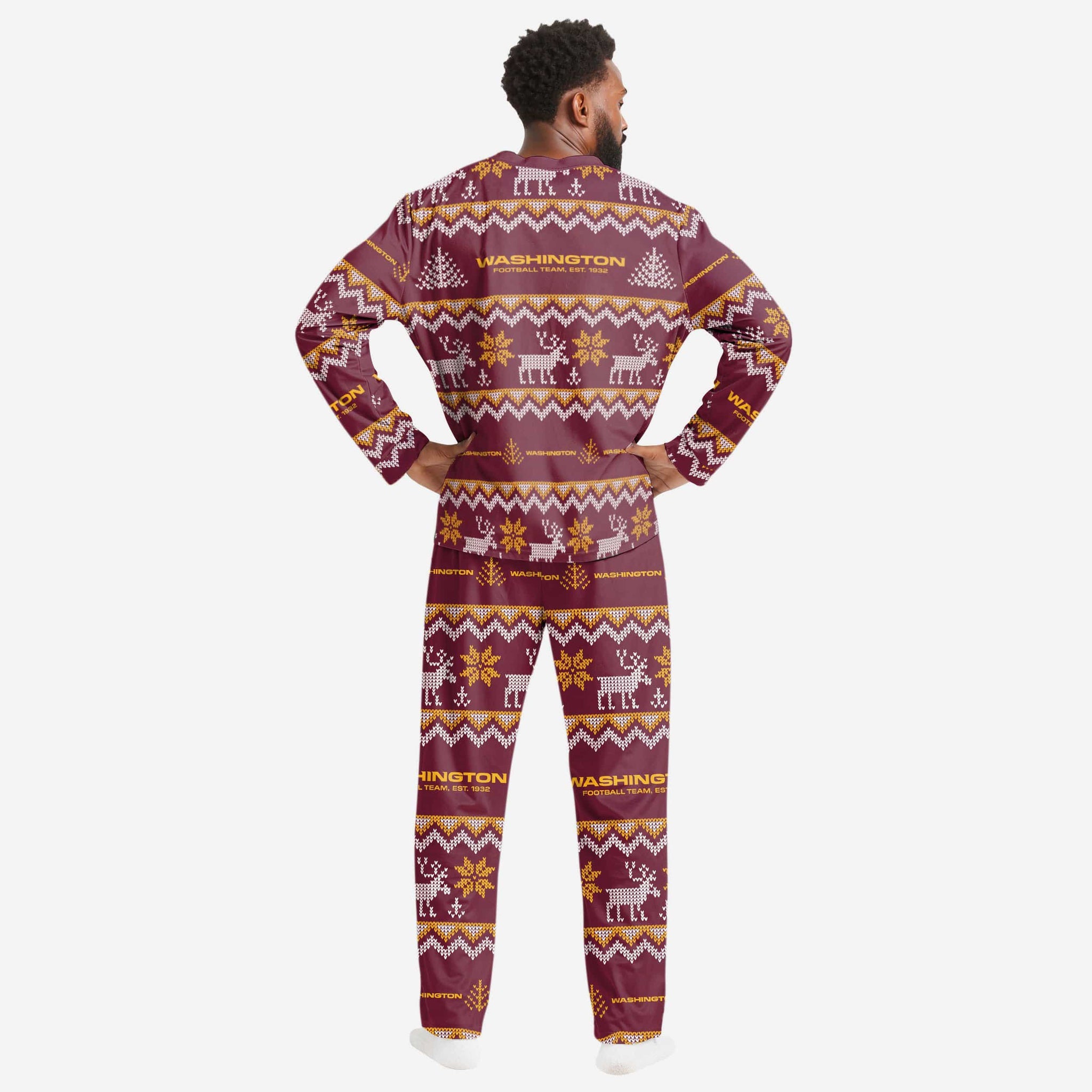 Washington Commanders Mens Ugly Pattern Family Holiday Pajamas