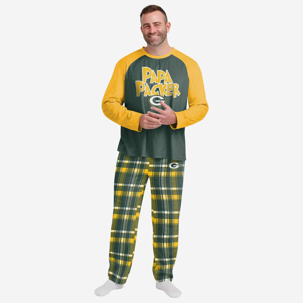 Green Bay Packers Mens Plaid Family Holiday Pajamas FOCO S - FOCO.com