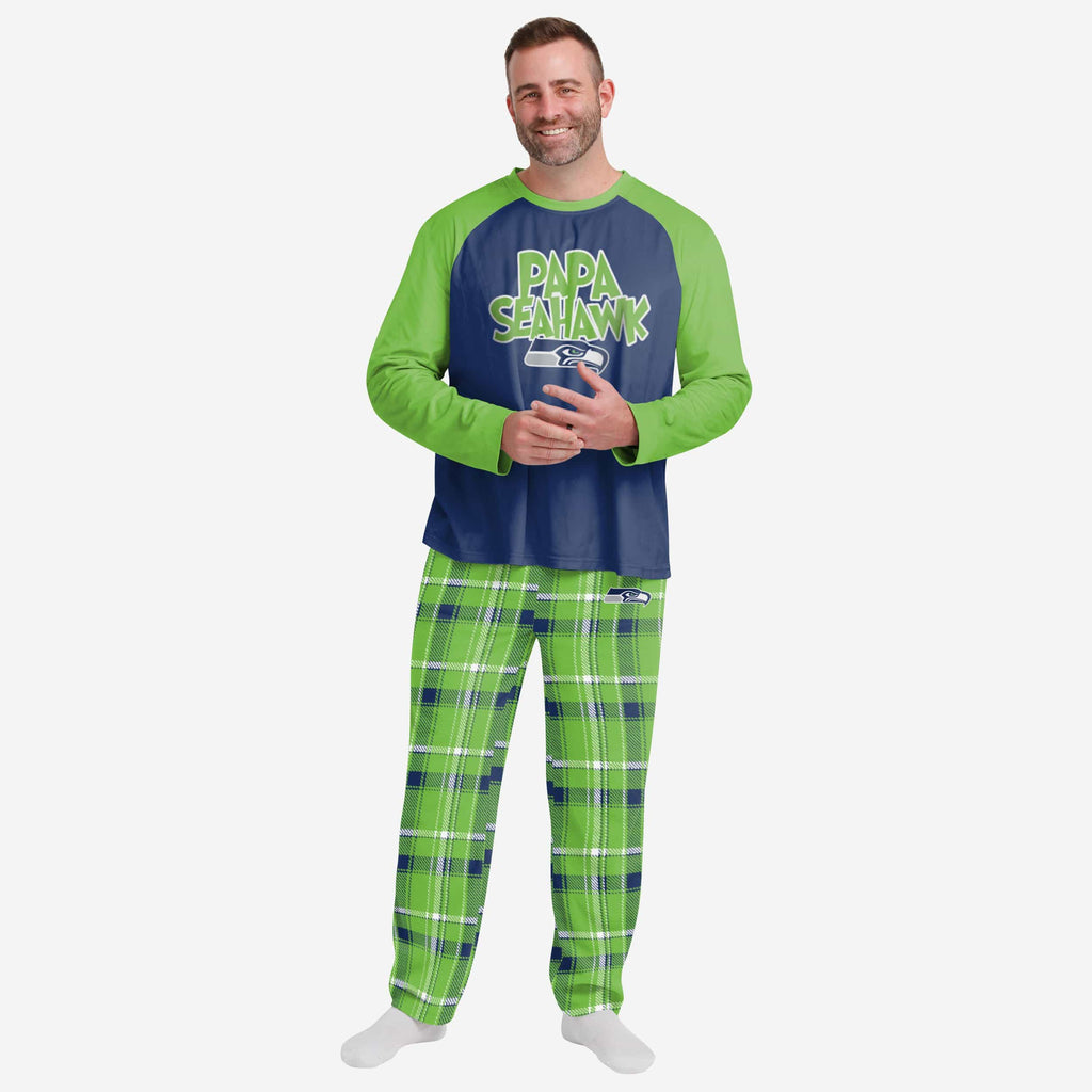 Seattle Seahawks Mens Plaid Family Holiday Pajamas FOCO S - FOCO.com