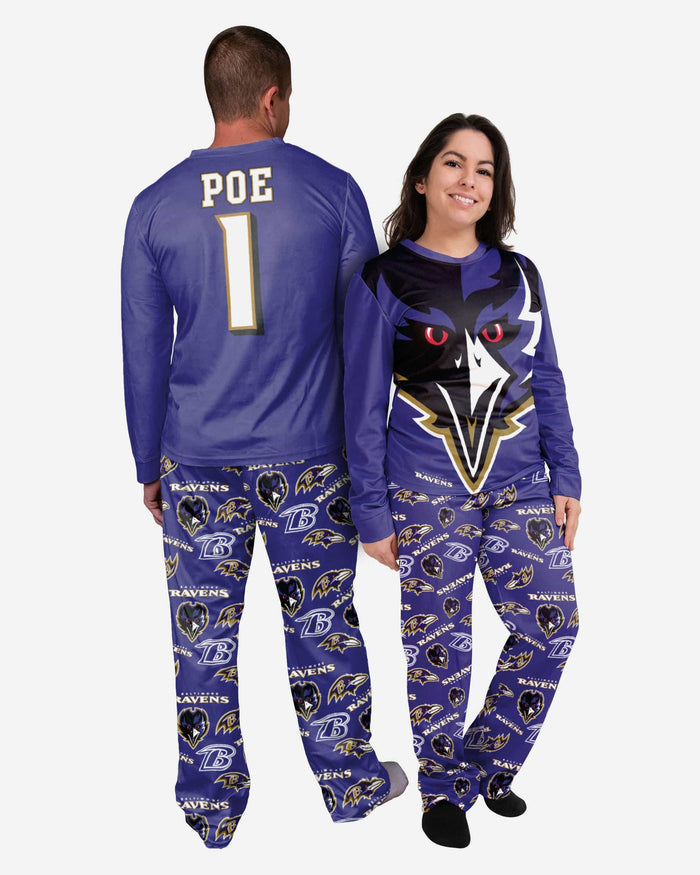 Poe Baltimore Ravens Womens Mascot Pajamas FOCO - FOCO.com