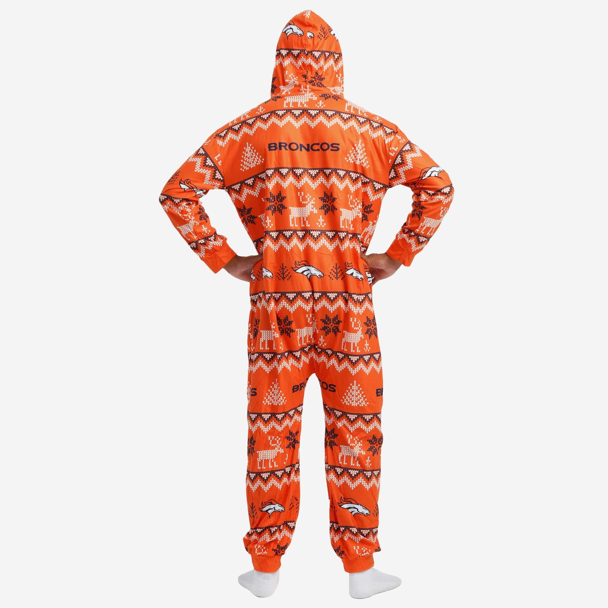 Denver Broncos Ugly Pattern One Piece Pajamas FOCO