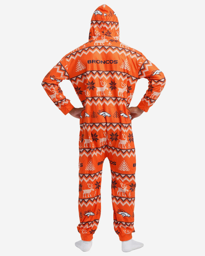 Denver Broncos Ugly Pattern One Piece Pajamas FOCO - FOCO.com