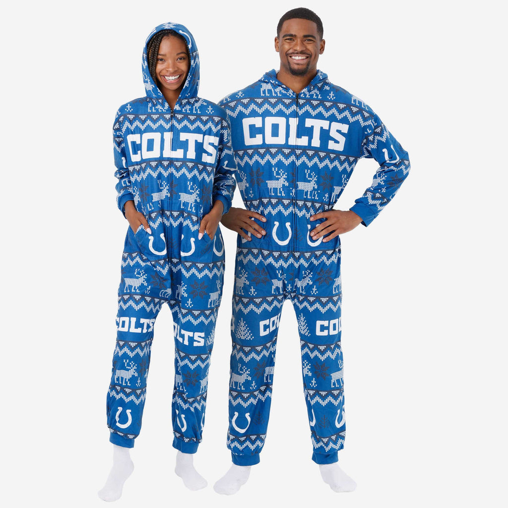 Indianapolis Colts Ugly Pattern One Piece Pajamas FOCO S - FOCO.com