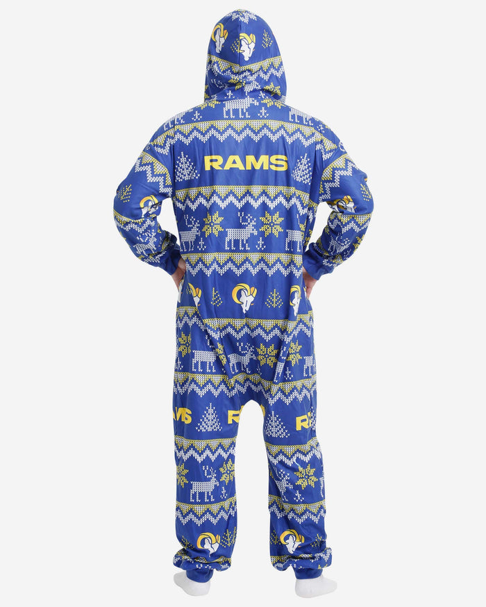 Ramc Pyjamas Los Angeles Rams Ugly Pattern One Piece Pajamas FOCO