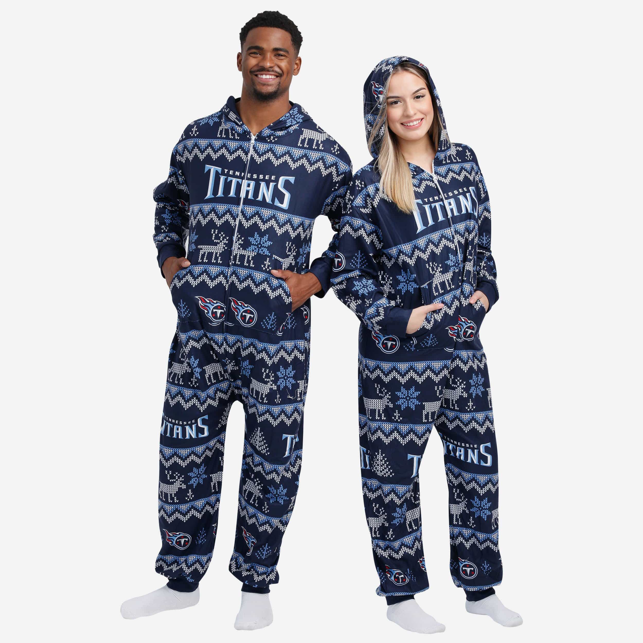 Tennessee Titans Ugly Pattern One Piece Pajamas FOCO