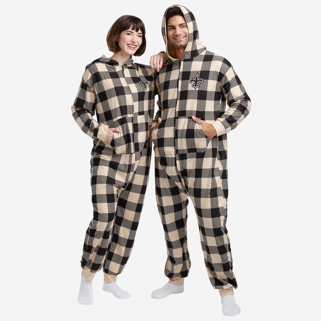 New Orleans Saints Plaid One Piece Pajamas FOCO S - FOCO.com