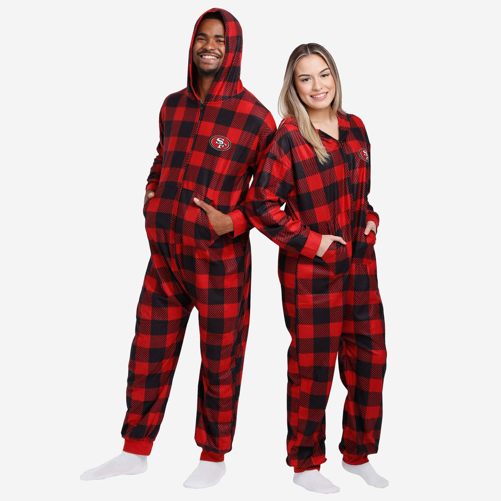 San Francisco 49ers Plaid One Piece Pajamas FOCO S - FOCO.com