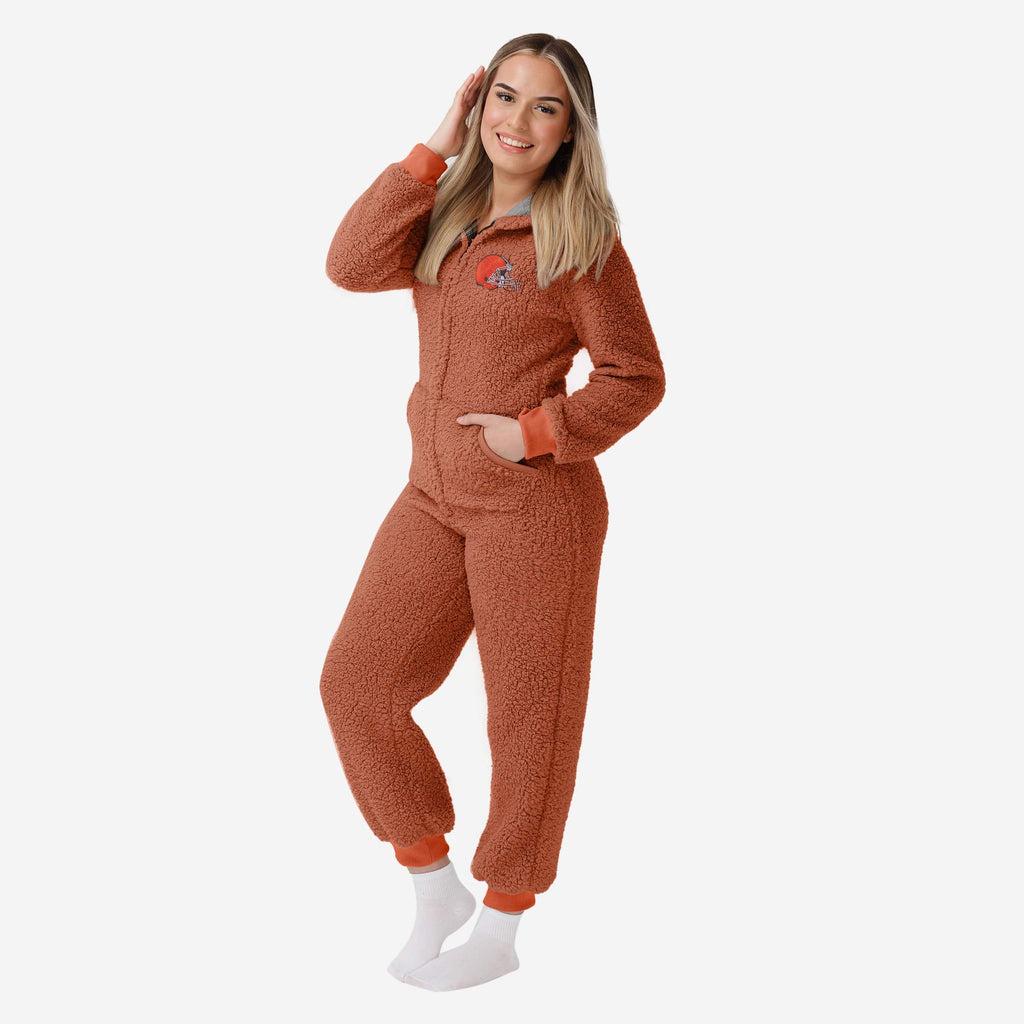 Cleveland Browns Original Womens Sherpa One Piece Pajamas FOCO S - FOCO.com