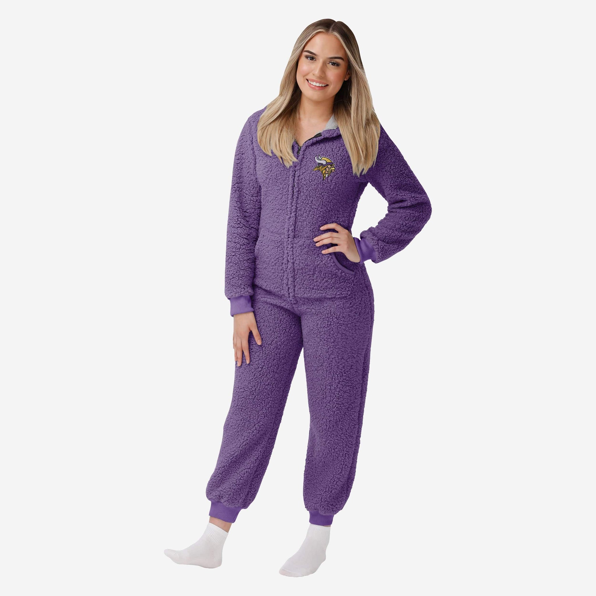 FOCO Minnesota Vikings Womens Sherpa One Piece Pajamas, Size: XL