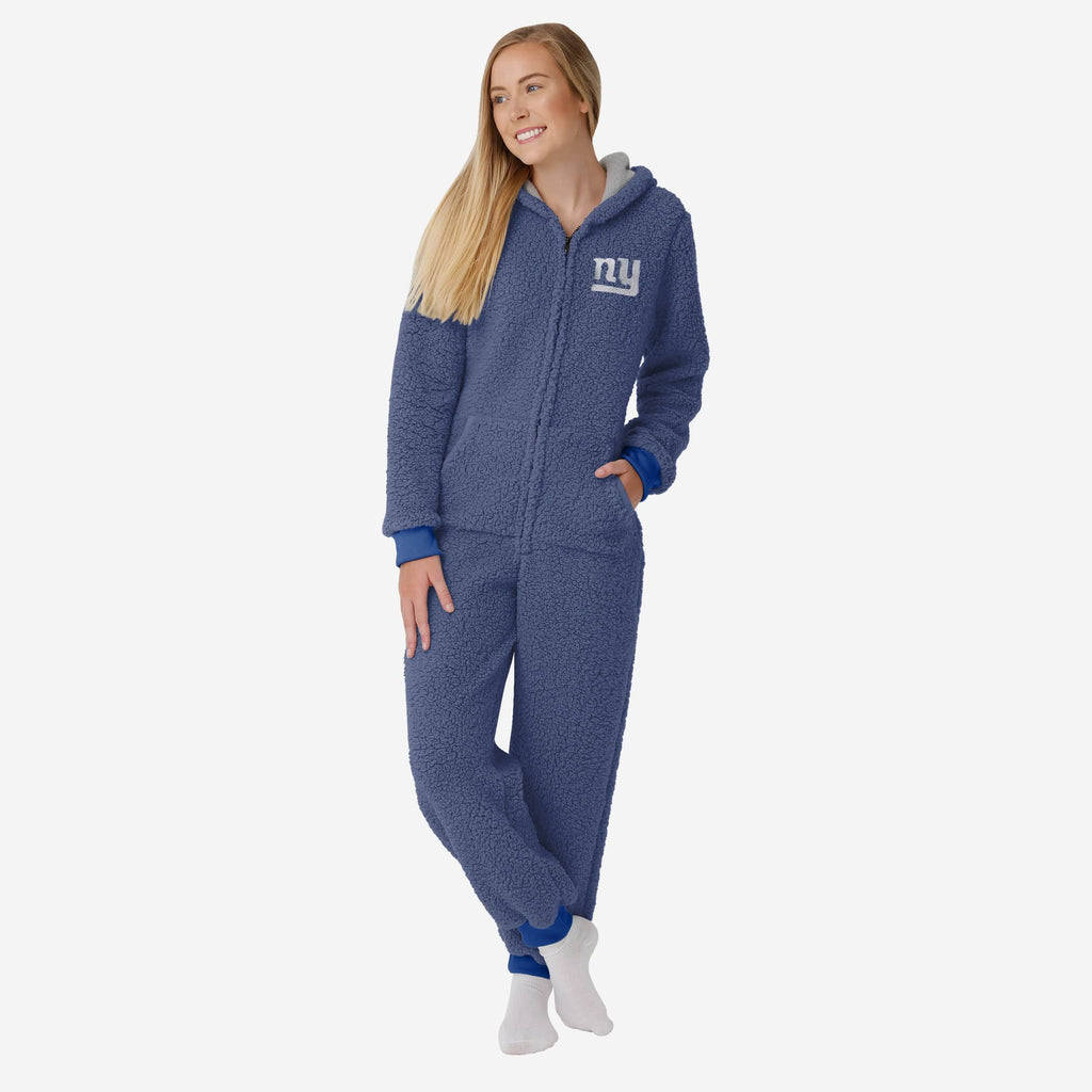 New York Giants Womens Sherpa One Piece Pajamas FOCO S - FOCO.com