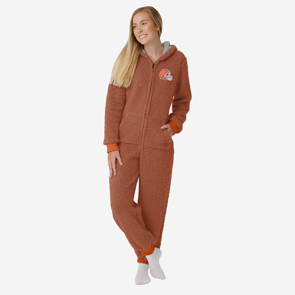 Cleveland Browns Womens Sherpa One Piece Pajamas FOCO S - FOCO.com