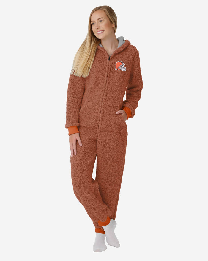 Cleveland Browns Womens Sherpa One Piece Pajamas FOCO S - FOCO.com