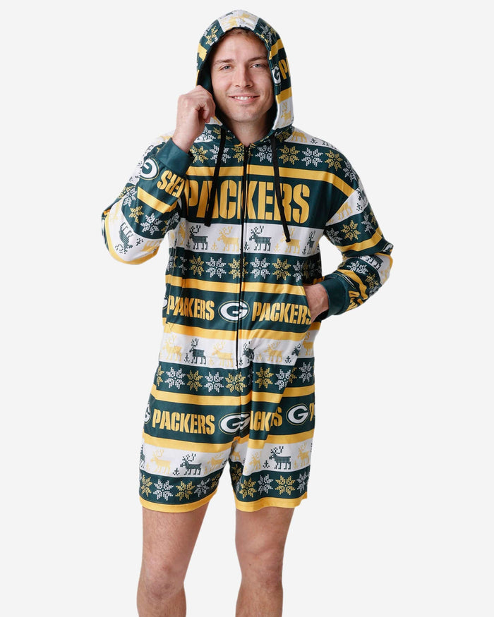 Green Bay Packers Ugly Short One Piece Pajamas FOCO S - FOCO.com