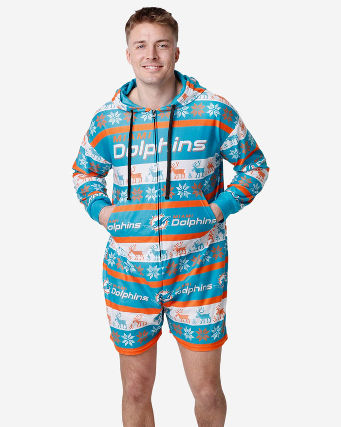 Miami Dolphins Ugly Short One Piece Pajamas FOCO S - FOCO.com