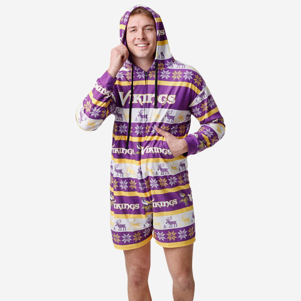 Minnesota Vikings Ugly Short One Piece Pajamas FOCO S - FOCO.com