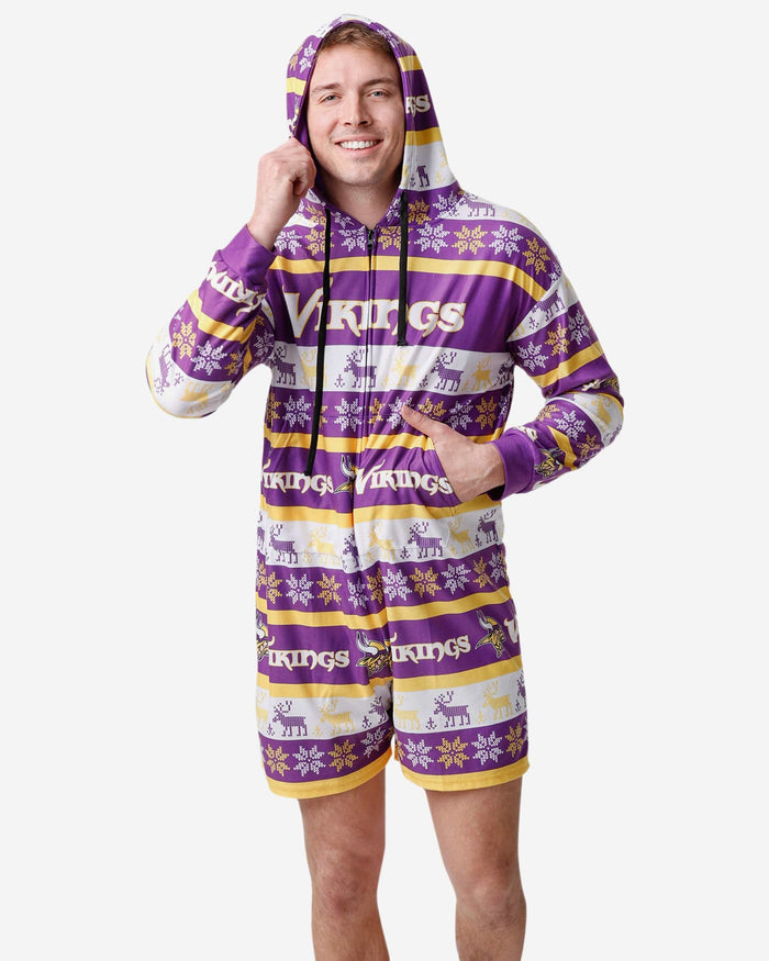 Minnesota Vikings Ugly Short One Piece Pajamas FOCO S - FOCO.com