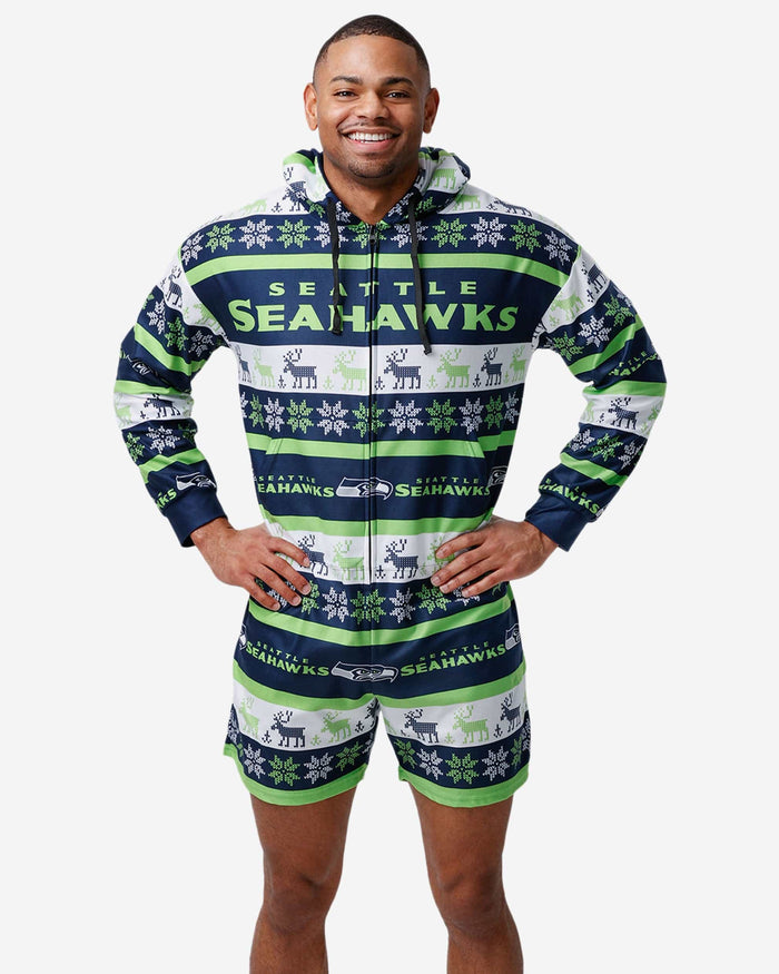 Seattle Seahawks Ugly Short One Piece Pajamas FOCO S - FOCO.com