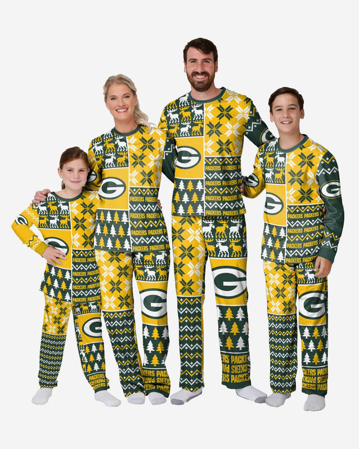 Green Bay Packers Mens Busy Block Family Holiday Pajamas FOCO - FOCO.com