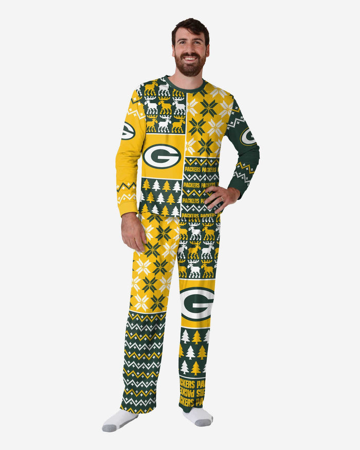 Green Bay Packers Mens Busy Block Family Holiday Pajamas FOCO S - FOCO.com